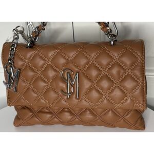 Steve Madden Bezra Toffee Quilted Crossbody Bag – Chain Strap, SM Logo, NWT